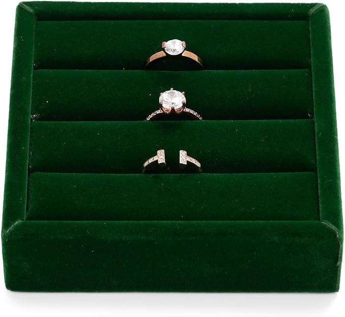 Oirlv 3 Slots Velvet Small Ring Organizer Earrings Trays Showcase Display - Image 5