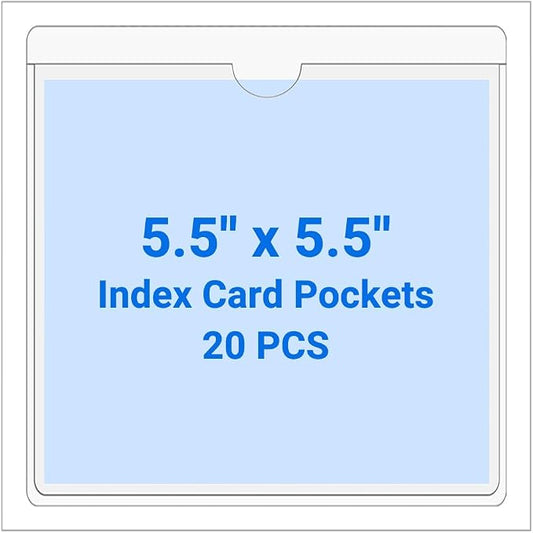 20 PCS Clear Self Adhesive Plastic Label Pockets, Top Loading Business & by Kvatr-X