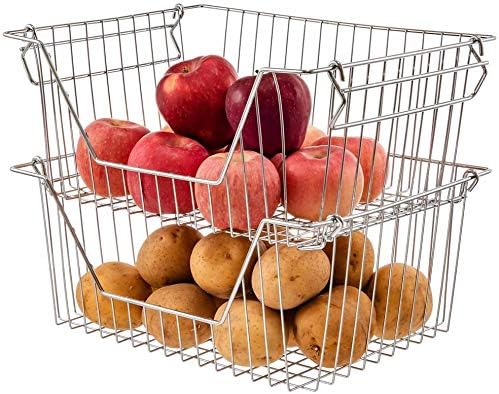 Stackable Wire Metal Baskets Storage Bins Fruit Vegetable Organization Pantry - Image 6