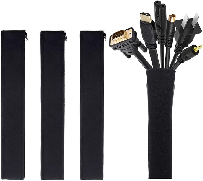 JOTO 4 Pack Cable Management Sleeve 19-20 Inches -Black | Cord Organizer System by JOTO