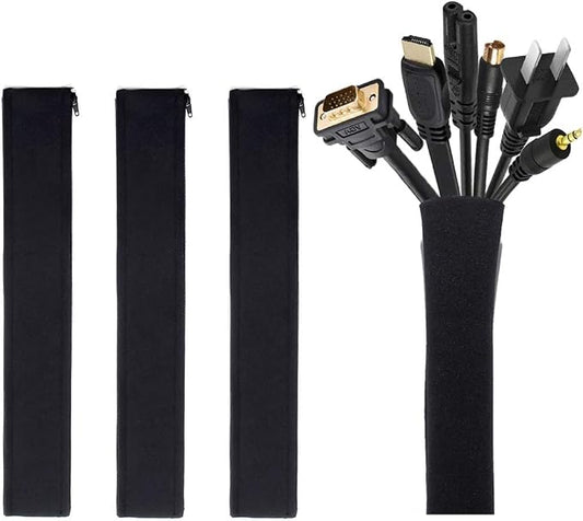 JOTO 4 Pack Cable Management Sleeve 19-20 Inches -Black | Cord Organizer System by JOTO