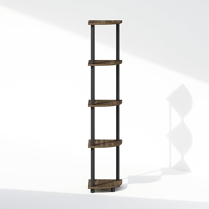 Furinno Turn-N-Tube Storage Shelves, 5-Tier Book Shelf, Corner Shelf, Toolless - Image 5