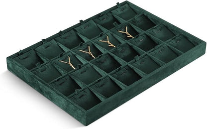 Velvet Necklace Display Tray, Stackable 24 Grid Insert Pendant Necklaces - Image 4