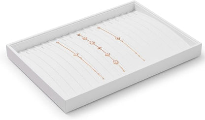 Oirlv Premium White Leather Stackable Jewelry Tray 18 Gird Necklace Bracelet - Image 5