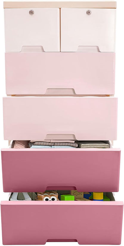 6-Drawer Plastic Dresser Organizer Lockable Storage Cabinet | Hold up to 66.13 by Unknown