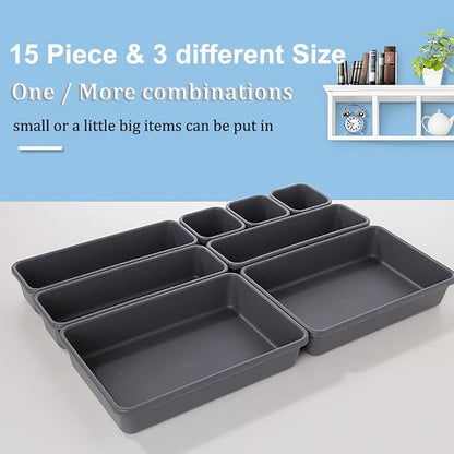 Kutesna 15PCS Interlocking Drawer Organizer, Plastic Desk Organizers Set | - Image 6