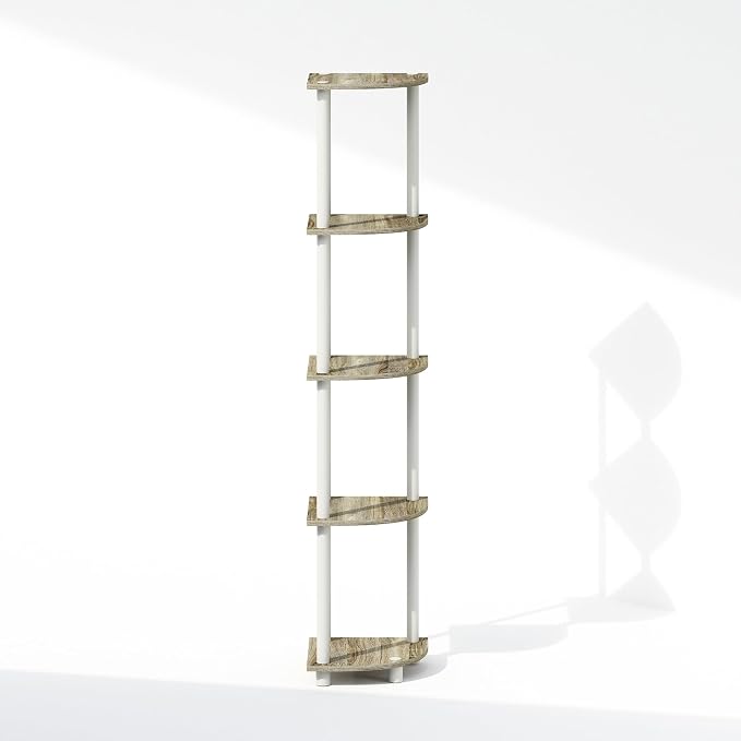 Furinno Turn-N-Tube Storage Shelves, 5-Tier Book Shelf, Corner Shelf - Image 8