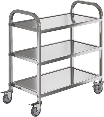 3 Shelf Stainless Steel cart, 400 lbs, 1MM Thick，Serving cart by Amarite
