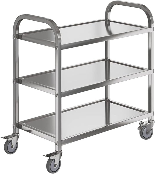 3 Shelf Stainless Steel cart, 400 lbs, 1MM Thick，Serving cart by Amarite