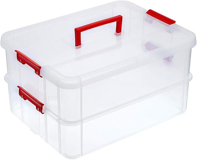 JUXYES 2-Tiers Stack Carry Storage Box by JUXYES
