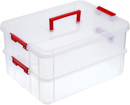 JUXYES 2-Tiers Stack Carry Storage Box by JUXYES