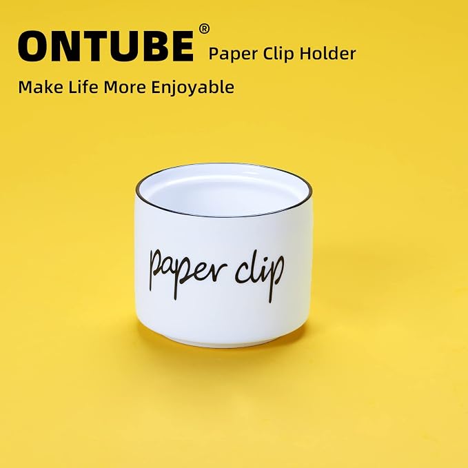 ONTUBE Farmhouse Paper Clip Holders, Ceramic Binder Clip Dispenser Organizer - Image 7
