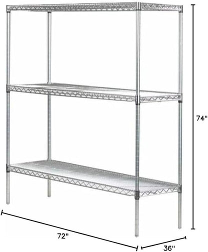Omega 36" Deep x 72" Wide x 74" High 3 Tier Gray Starter Shelving Unit - Image 3