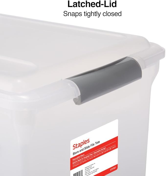STAPLES Store & Slide Plastic File Box Latching, Letter/Legal Size - Image 4