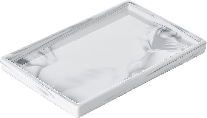 Ceramic Vanity Bathroom Tray Marble Decor Holder and Organizer by Redelaenor