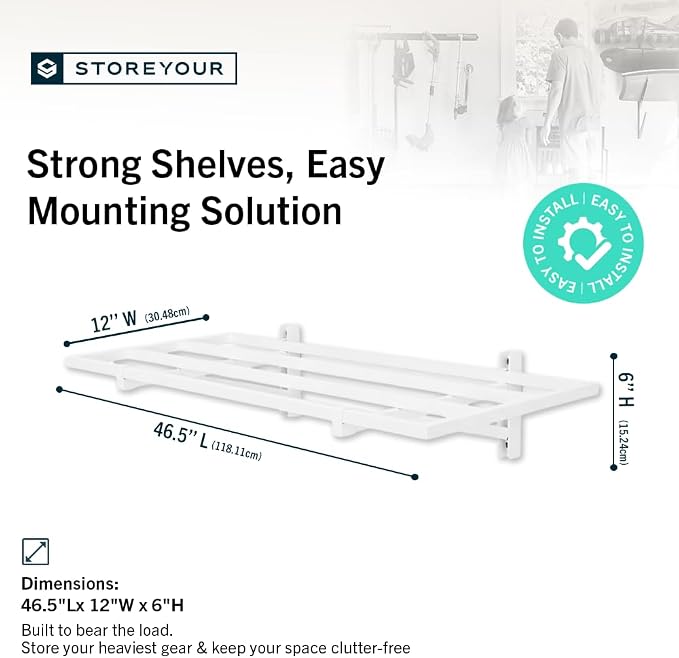 StoreYourBoard Heavy Duty Garage Shelf Wall Mount 1ft x 4ft – Wall-Mounted - Image 2