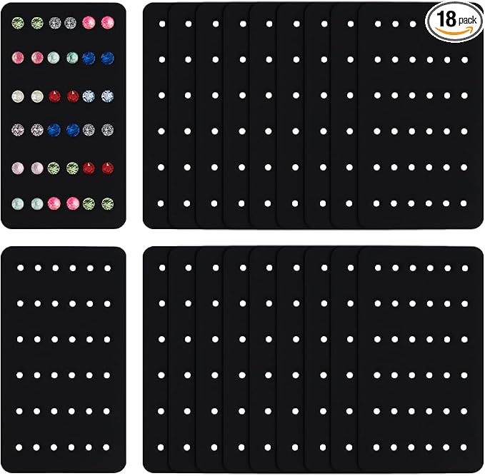OLYCRAFT 18Pcs Acrylic Earring Display Cards 24 Holes Black Earring Organizer by OLYCRAFT