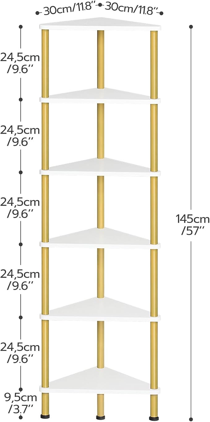 HOOBRO Corner Shelf Stand, Industrial 6-Tier Wall Corner Bookshelf - Image 3