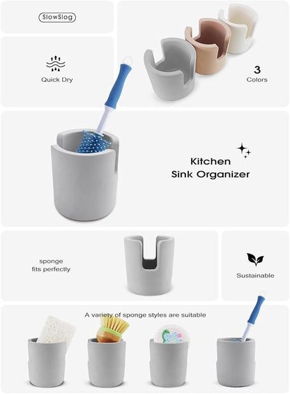 Diatomite Stone Sponge Holder, Quick Dry Dish Sponge Stand - Image 2