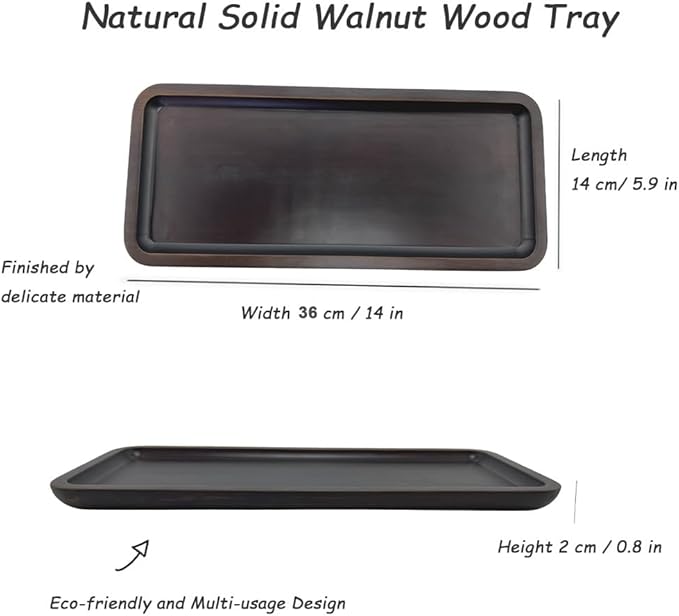 Wood Vanity Tray, Bathroom Counter Solid Walnut Organizer, Toilet Tank Top - Image 2