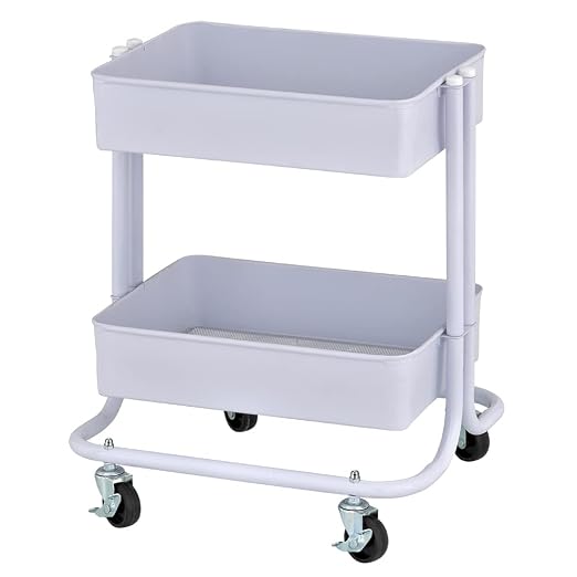 ECR4Kids 2-Tier Metal Rolling Utility Storage Cart by ECR4Kids