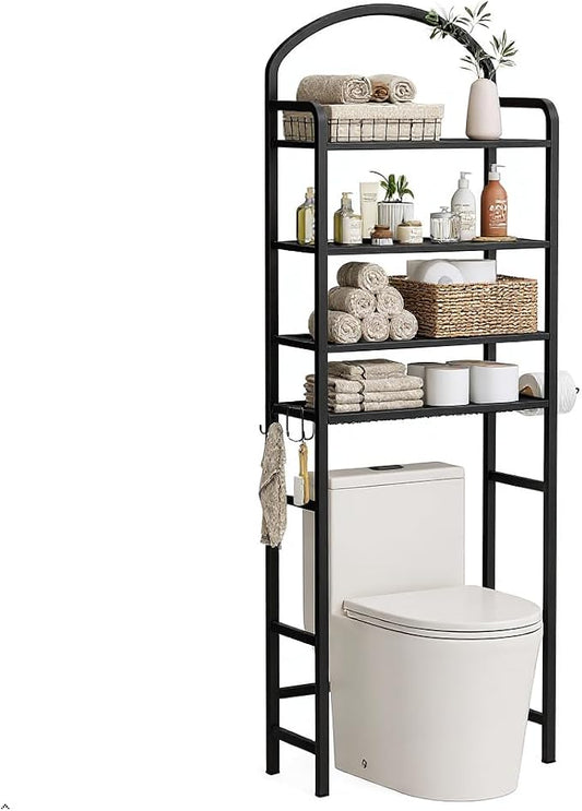 4-Tier Over The Toilet Storage, Bathroom Organizer | Space-Saving, Metal Shelf by Cerlyunzan