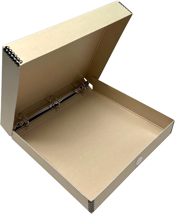 Lineco, Archival Tan 3-Ring Binder Album Box, 12.75x11.5x2 Inch | Acid-Free by Lineco