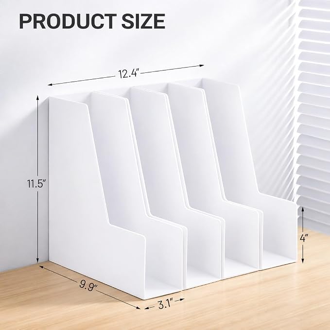 CiWiVOKi Vertical Magazine File Holder, 4 Pack, Notebooks and Paperwork - Image 2