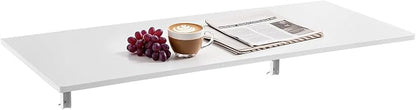 VEVOR Wall Mounted Folding Table, 43.3 x 18 inches Wall Mount Table, Floating - Image 11