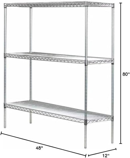 Omega 12" Deep x 48" Wide x 80" High 3 Tier Chrome Starter Shelving Unit - Image 2