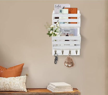 Unistyle Mail Holder with Key Hooks Mail Organizer Wall Mount Hanging Mail - Image 7