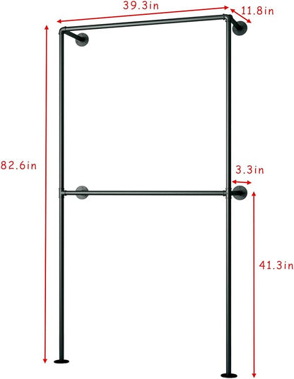 Industrial Pipe Clothing Rack Wall Mounted Garment Rack, Laundry Room - Image 3