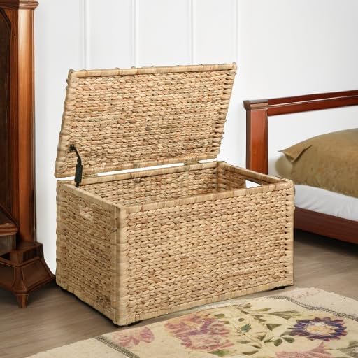 eHemco Water Hyacinth Wicker Storage Trunk, 30x17.5x17.5 Inches | Safety Hinge - Image 5