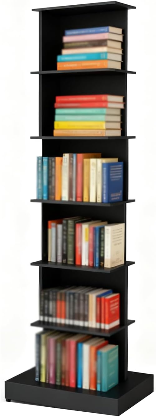 Invisible Vertical Spine Bookshelf Tower, Tall Narrow Metal Bookshelf by Unknown