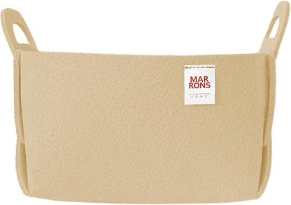 Collapsible Felt BEIGE Storage Bin Small 7.1"x5.1"x5.1" – Foldable Basket by MARRONS