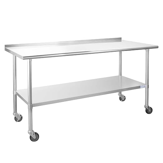 Stainless Steel Table for Prep & Work 24 x 72 Inches by HallySinksTablesH