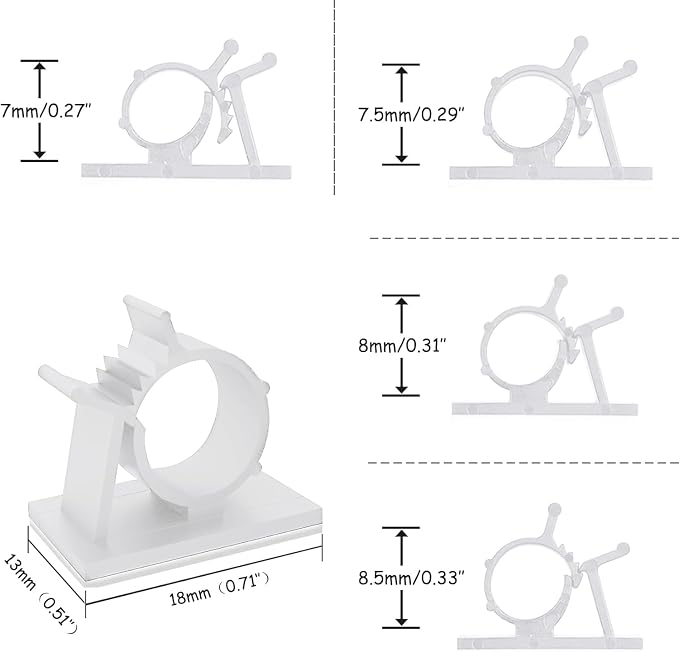 Viaky 30pcs Self-Adhesive Cable Clips-Reusable Adjustable Nylon Bracket - Image 5