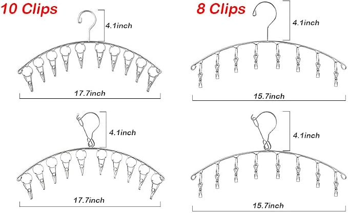 DurReus Reusable Stainless steel Drying Rack Laundry Drip Hanger 8 Clips Closet - Image 3