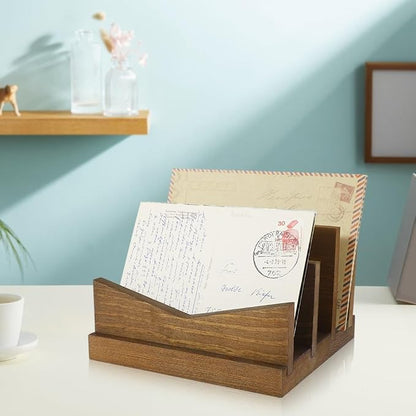 Picowe Desk Mail Organizer Wooden Mail Holder, 3 Slots Letter Holder Organizer - Image 4