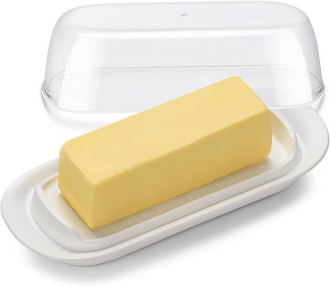 Butter Dish with Clear Lid, Butter Keeper by Hekeieon