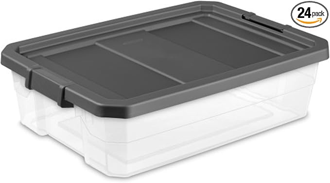 Sterilite 24-Pack Modular Stacker Box, Durable Clear Plastic Storage Bins by Sterilite