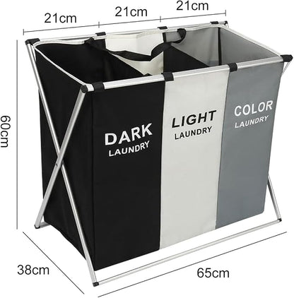 TEEM 3-Section Laundry Basket Organizer, Foldable Hamper - Image 2