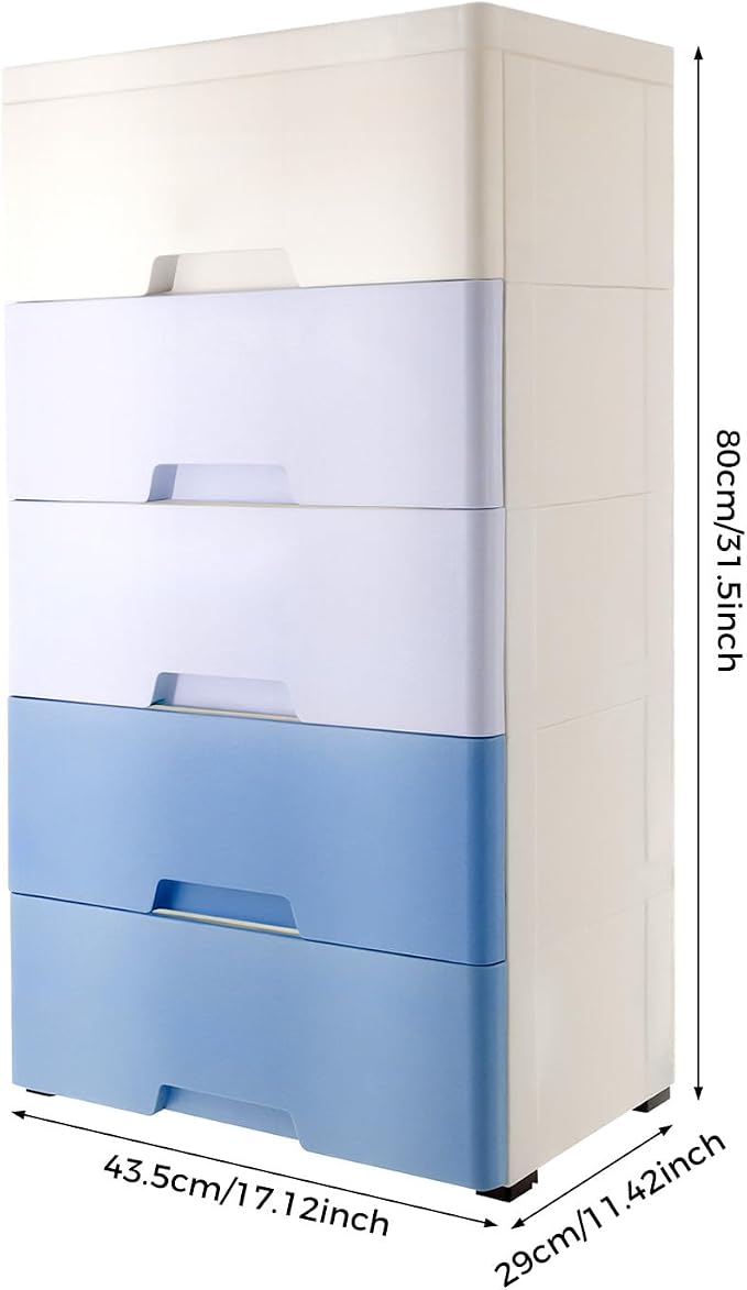 Plastic Drawers Dresser Storage Cabinet, Movable Vertical Chest of Drawers in - Image 2