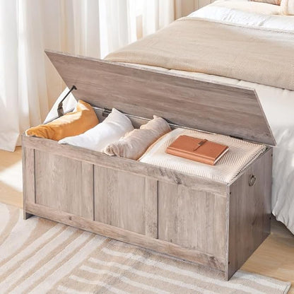 HOOBRO Storage Bench, 39.3" Retro Wooden Storage Chest, Wooden Storage Trunk - Image 7