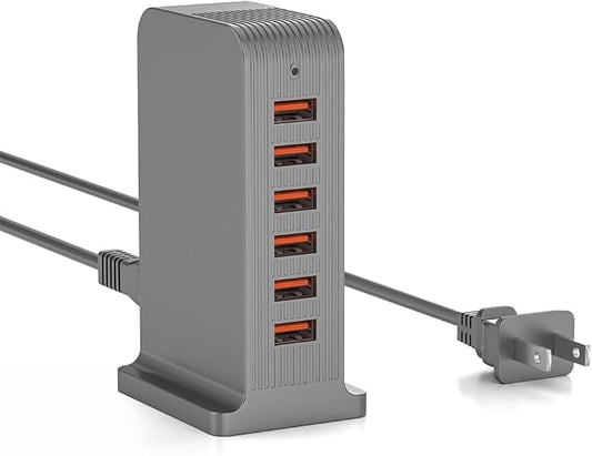 VPSUN USB Charger 6 Port 50W Multi USB Tower Charging Station by VPSUN
