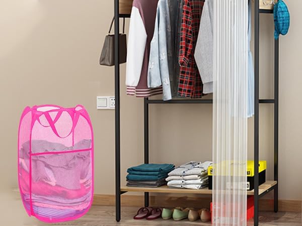 Pop Up Laundry Hamper Pack of 2 Mesh Collapsible Laudry Baskets - Image 5