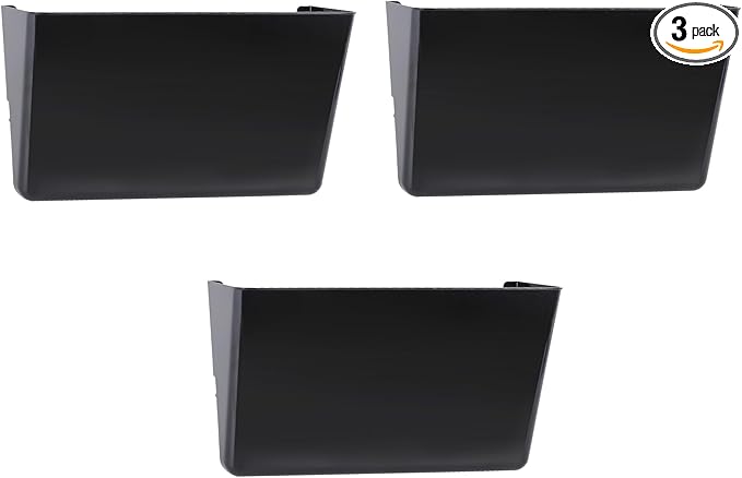 3 Pack Black Plastic Single Pocket Hanging File Organizer, Wall Mount Paper by EASEPRES