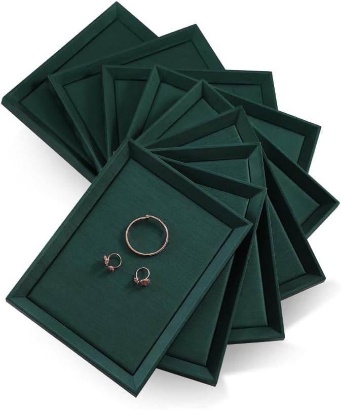Jewelry Display For Selling, Leather Tray, Premium Green Jewelry Flat Tray - Image 4