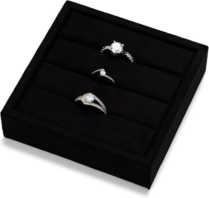 Oirlv 3 Slots Velvet Small Ring Organizer Earrings Trays Showcase Display - Image 9