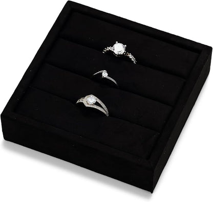 Oirlv 3 Slots Velvet Small Ring Organizer Earrings Trays Showcase Display - Image 9